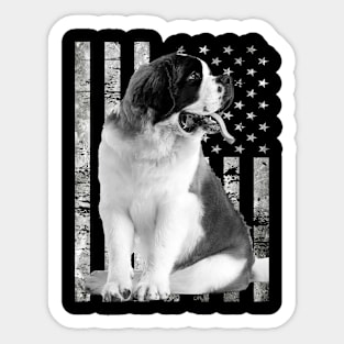 American Flag St. Bernard Bliss, Trendy Tee Triumphs Sticker